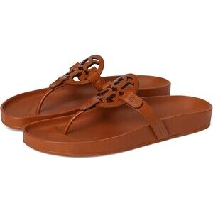 Tory Burch Miller Cloud Leather Thong Sandals Bourbon Miele Brown Sz 6 NWOB $225